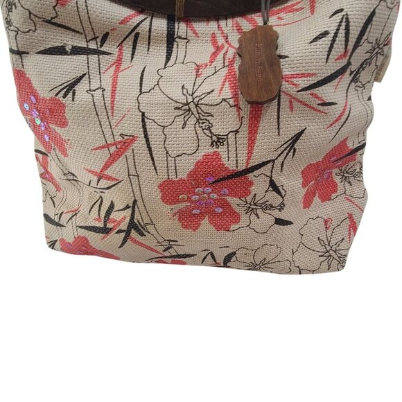 Sun N' Sand Women's Handbag Floral Cream  Pink One Size Woodhandel - Picture 5 of 10